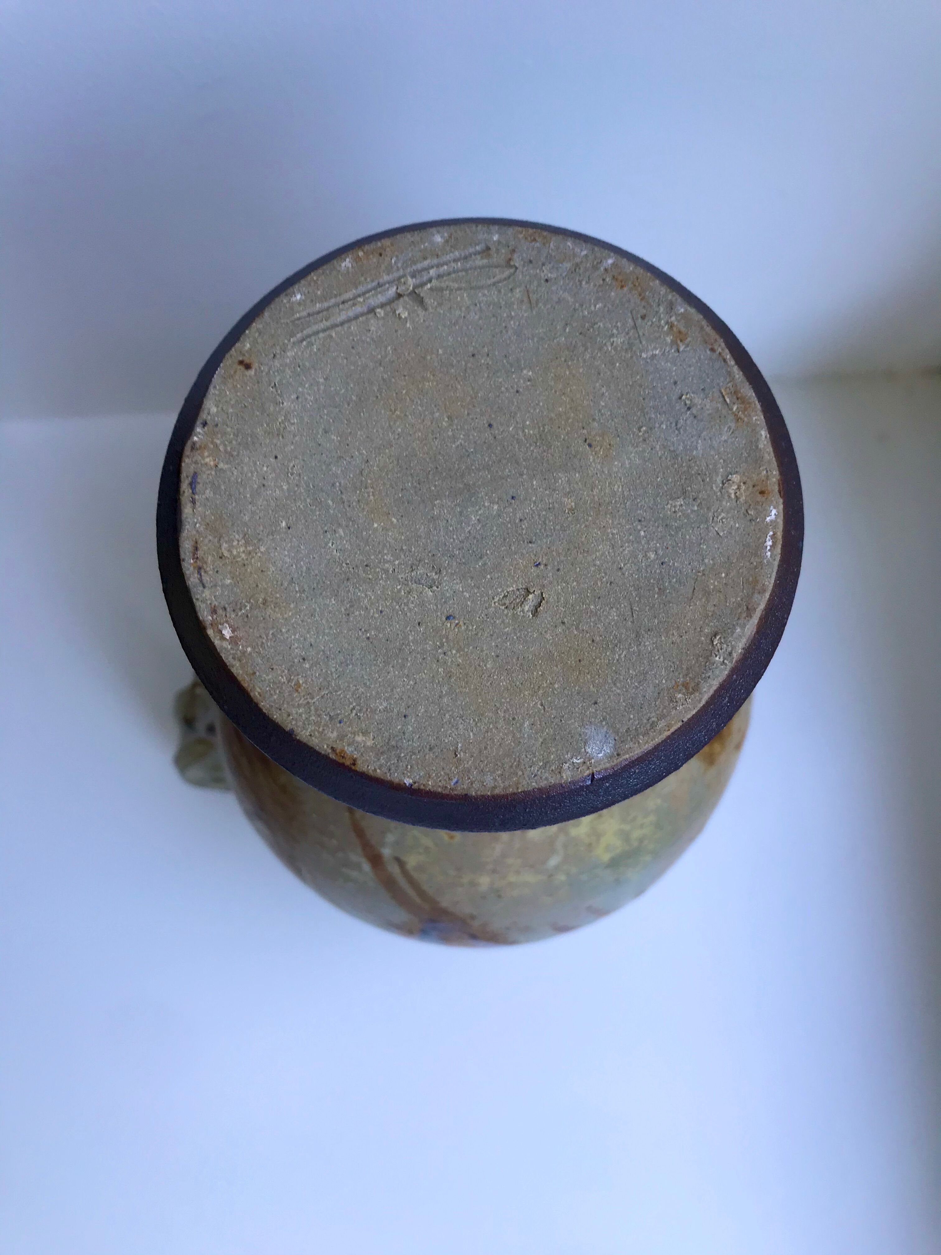 Pichet / broc en céramique / poterie émaillé années 60-70 signé