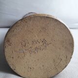 Large vintage stoneware vase with naive decor
