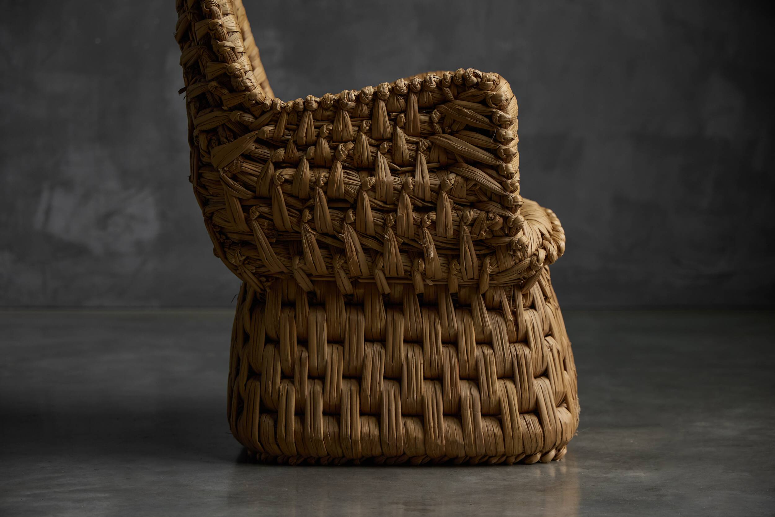 Vernacular Woven Straw Armchair, France, Early 20th Century