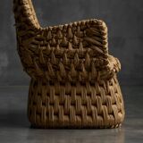 Vernacular Woven Straw Armchair, France, Early 20th Century