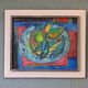 Mid-Century Modern Swedish "Fish & Fruit" Vintage Still Life Oil Painting, Framed