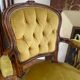 Cabriolets or Bergère armchairs Louis XV style in light green upholstered velvet