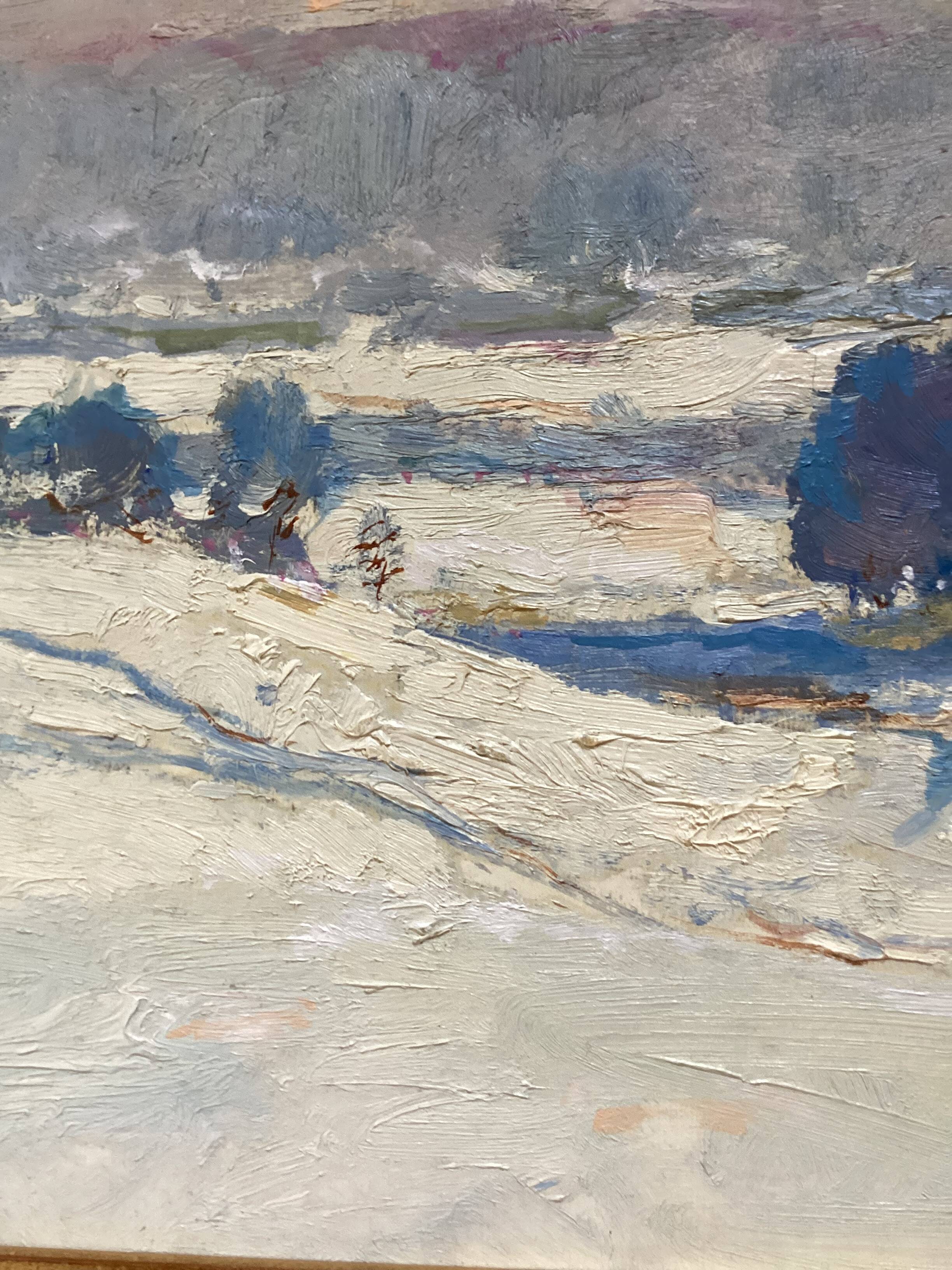 Oil painting on cardboard signed, dimensions: height - 48 cm - width - 68.5 cm -