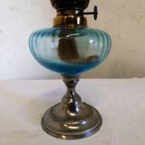 Bluish glass kerosene lamp