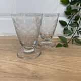 Set de 2 verres à vin en verre gravé