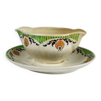 Sarreguemines "Maroussia" gravy boat, early 20th century