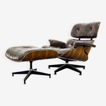 Fauteuil Lounge Chair Marron de Charles & Ray Eames - Herman Miller - Vintage 1970