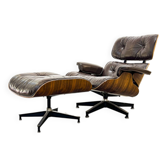 Fauteuil Lounge Chair Marron de Charles & Ray Eames - Herman Miller - Vintage 1970