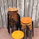 Vintage black wooden and metal stool, 1970s.