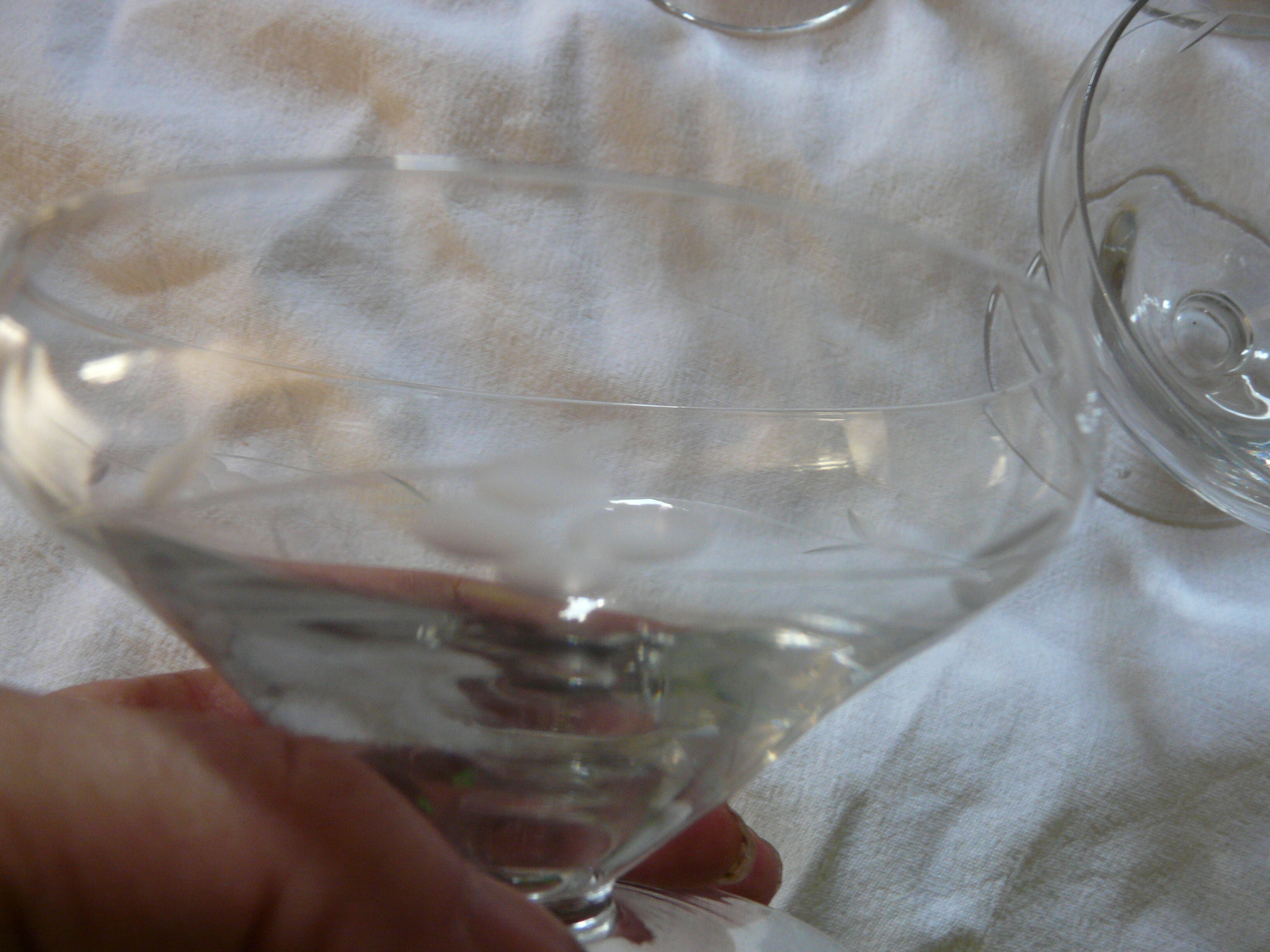 Set of 6 glass cups engraved Art Deco era