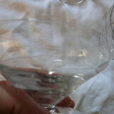 Set of 6 glass cups engraved Art Deco era