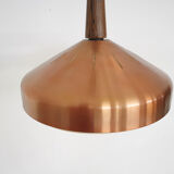 Sandinavian modern copper and wood pendant light, 1960's