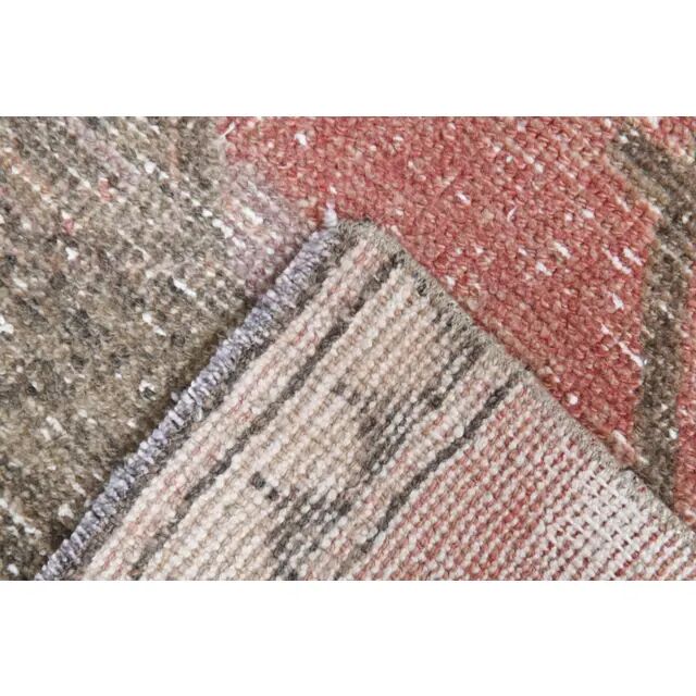 1970s Turkish Oushak Handmade Wool Cotton Orange Runner Rug 98x346