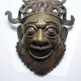 Vintage bronze African mask from Bamoun, Cameroon.