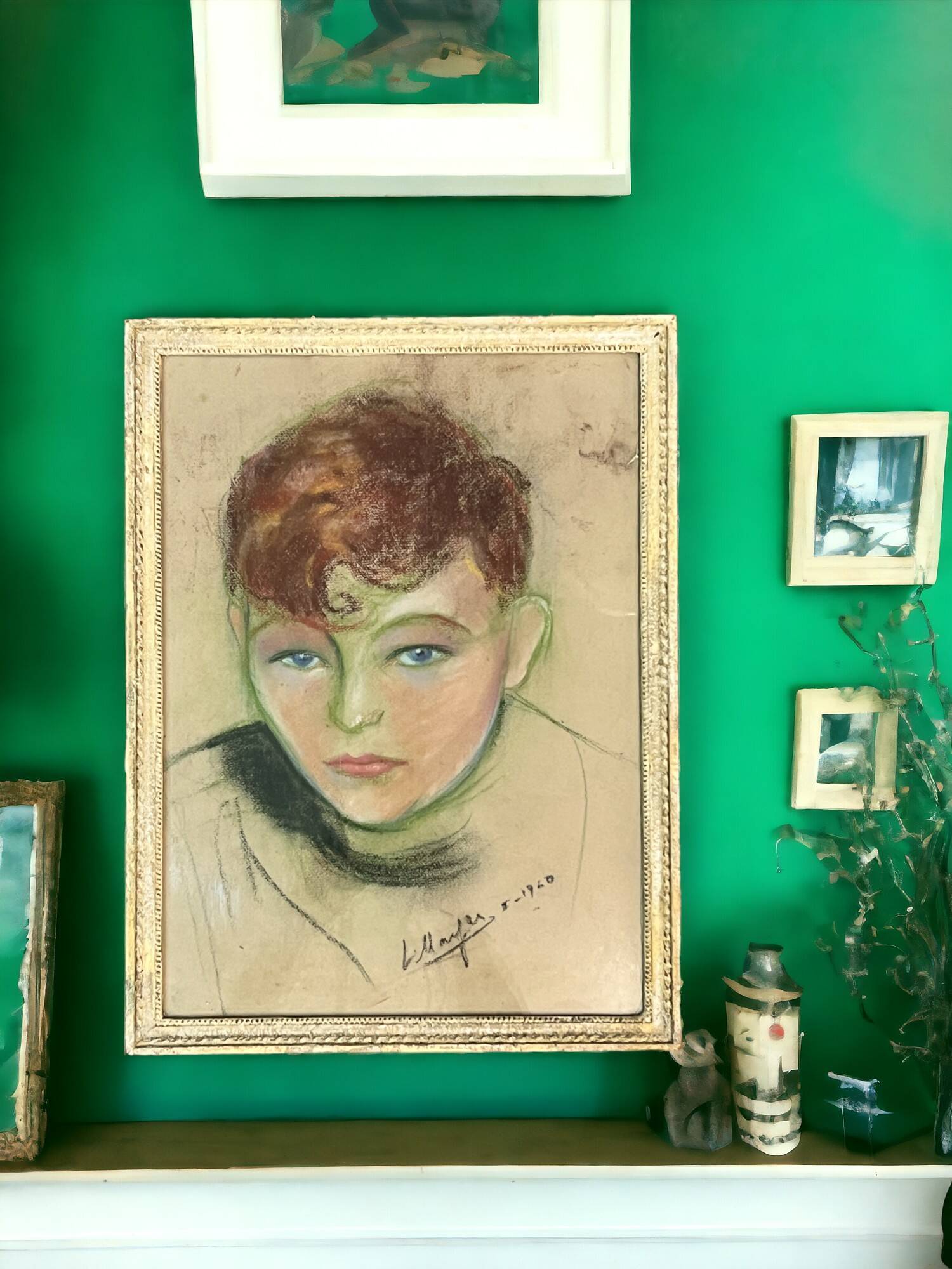 Pastel, portrait of a young adolescent signed L. Mayer, 20th century