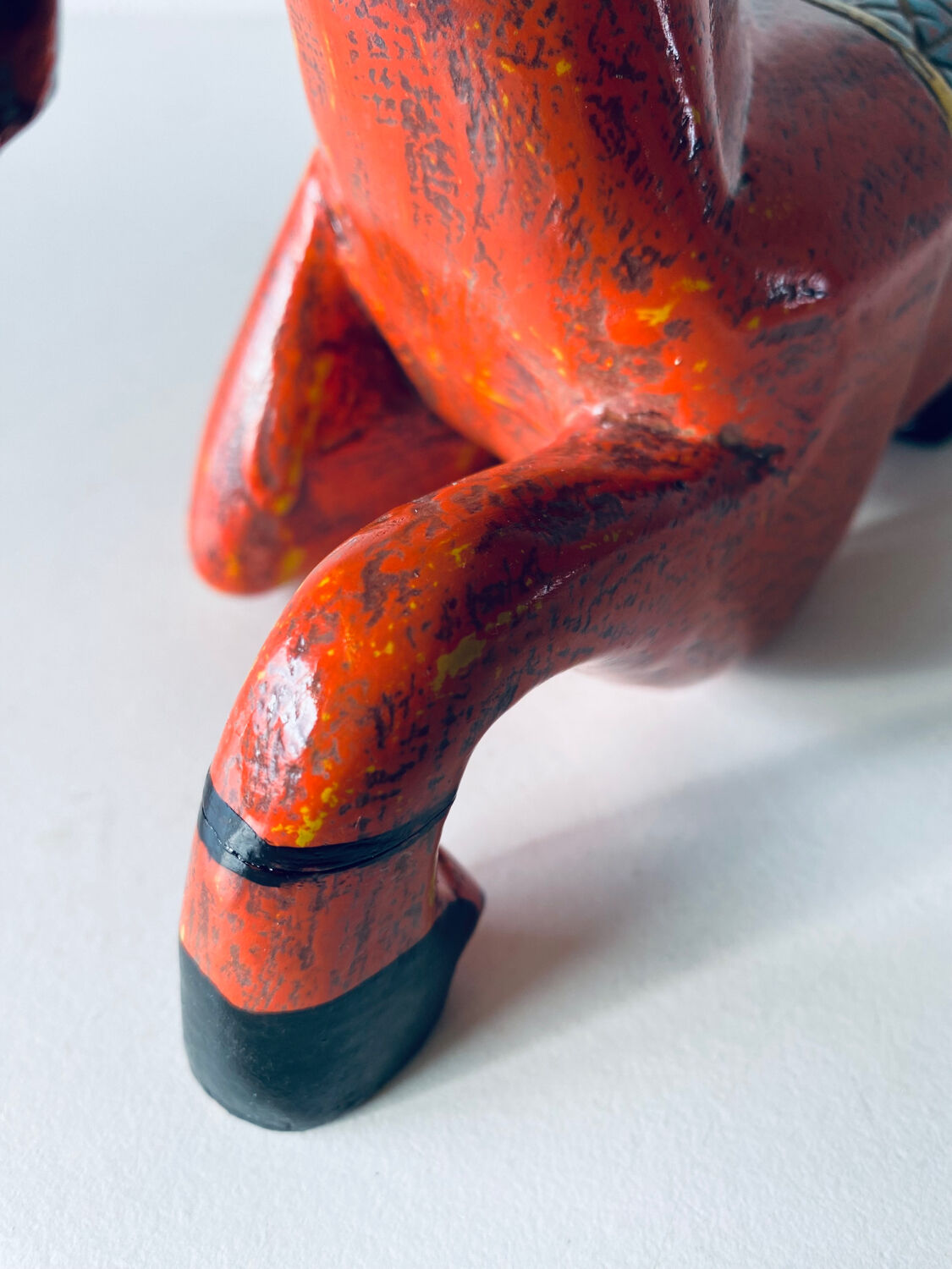 Hand painted carved wooden horse