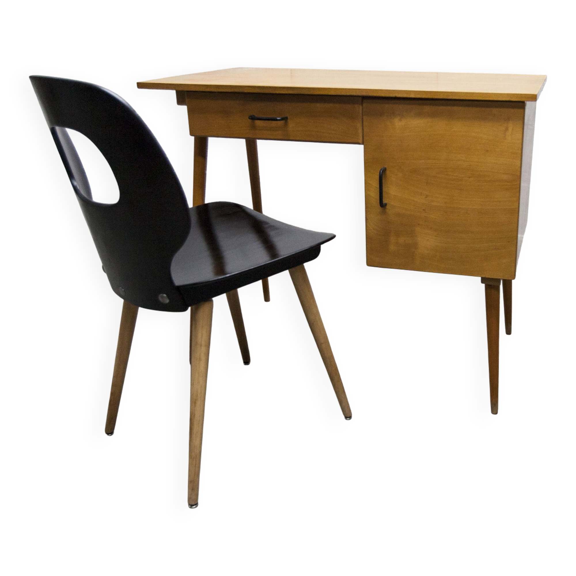 Ensemble bureau et chaise "Oeil" Baumann 1960
