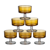 6 Coupes à glace ou à fruit en verre oranger vintage 1970