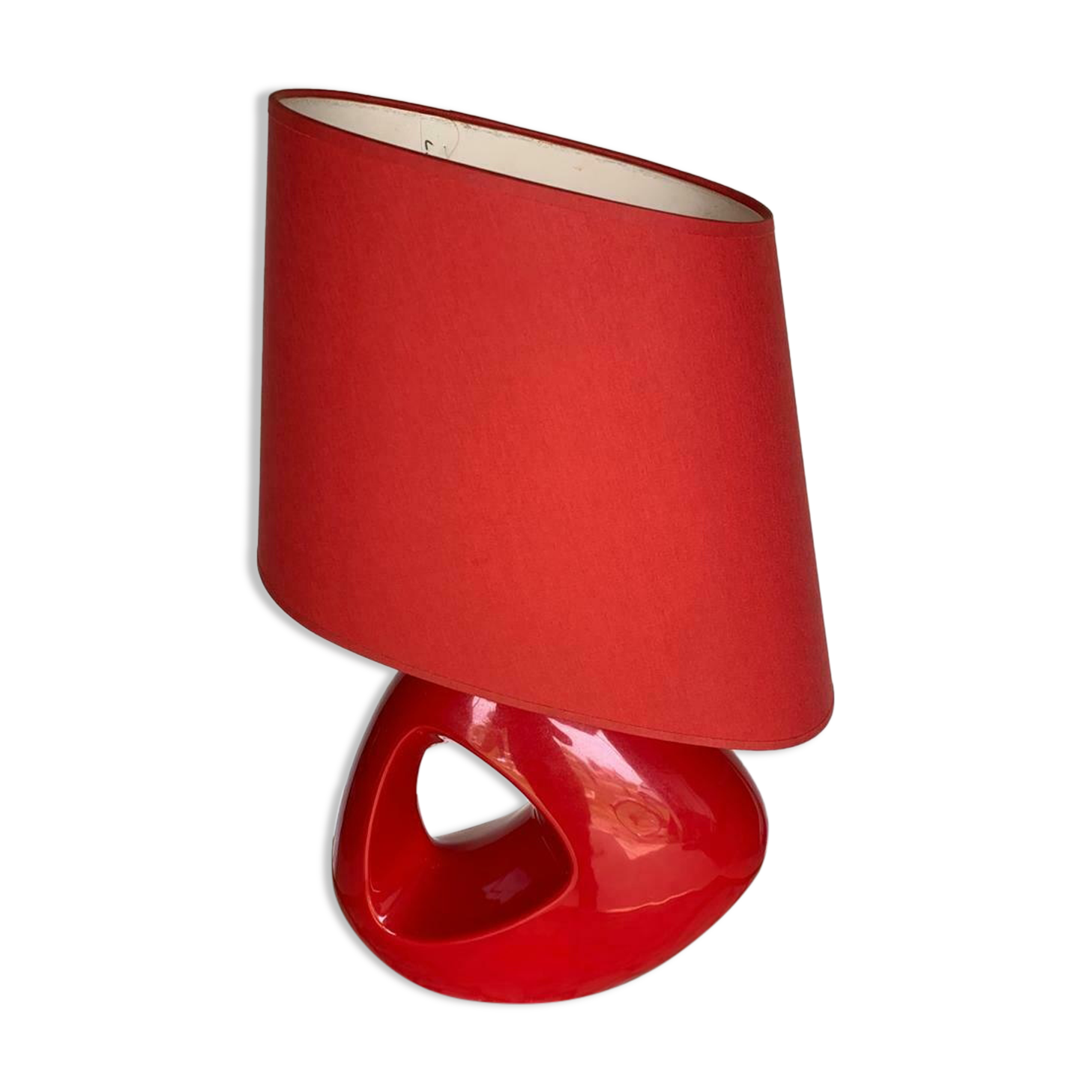 Red ceramic lamp drimmer modernist lampshade