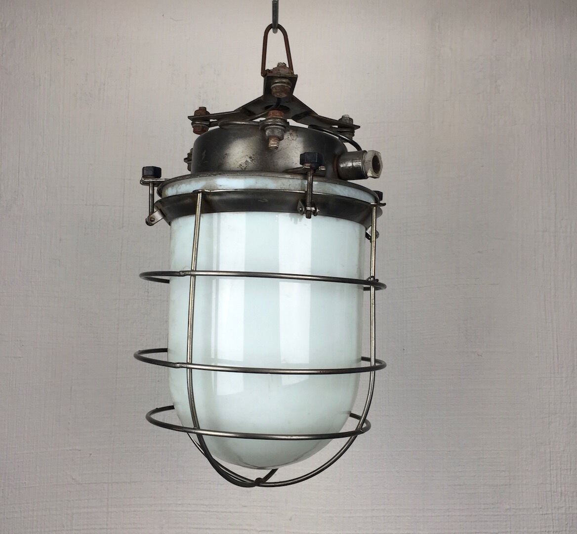 Large hanging metal and opaline