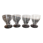 Set de 4 verres à vin Art Déco en cristal pieds mauve, 1930