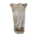 Vase en cristal torsadé signé