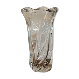 Twisted crystal vase, signed