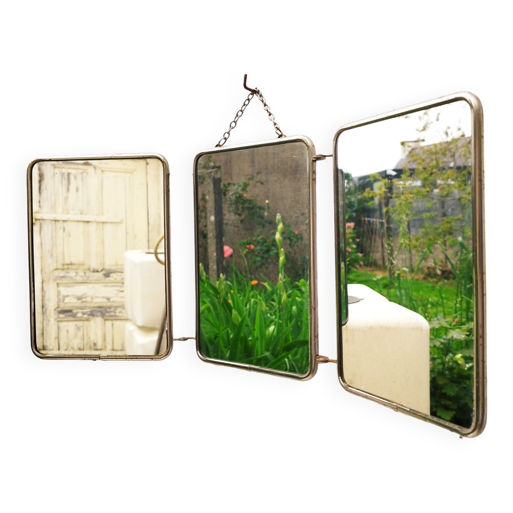 Vintage 50's triptych barber mirror