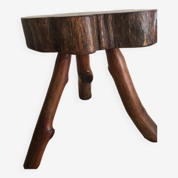 Brutalist solid wood side table