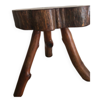 Brutalist solid wood side table