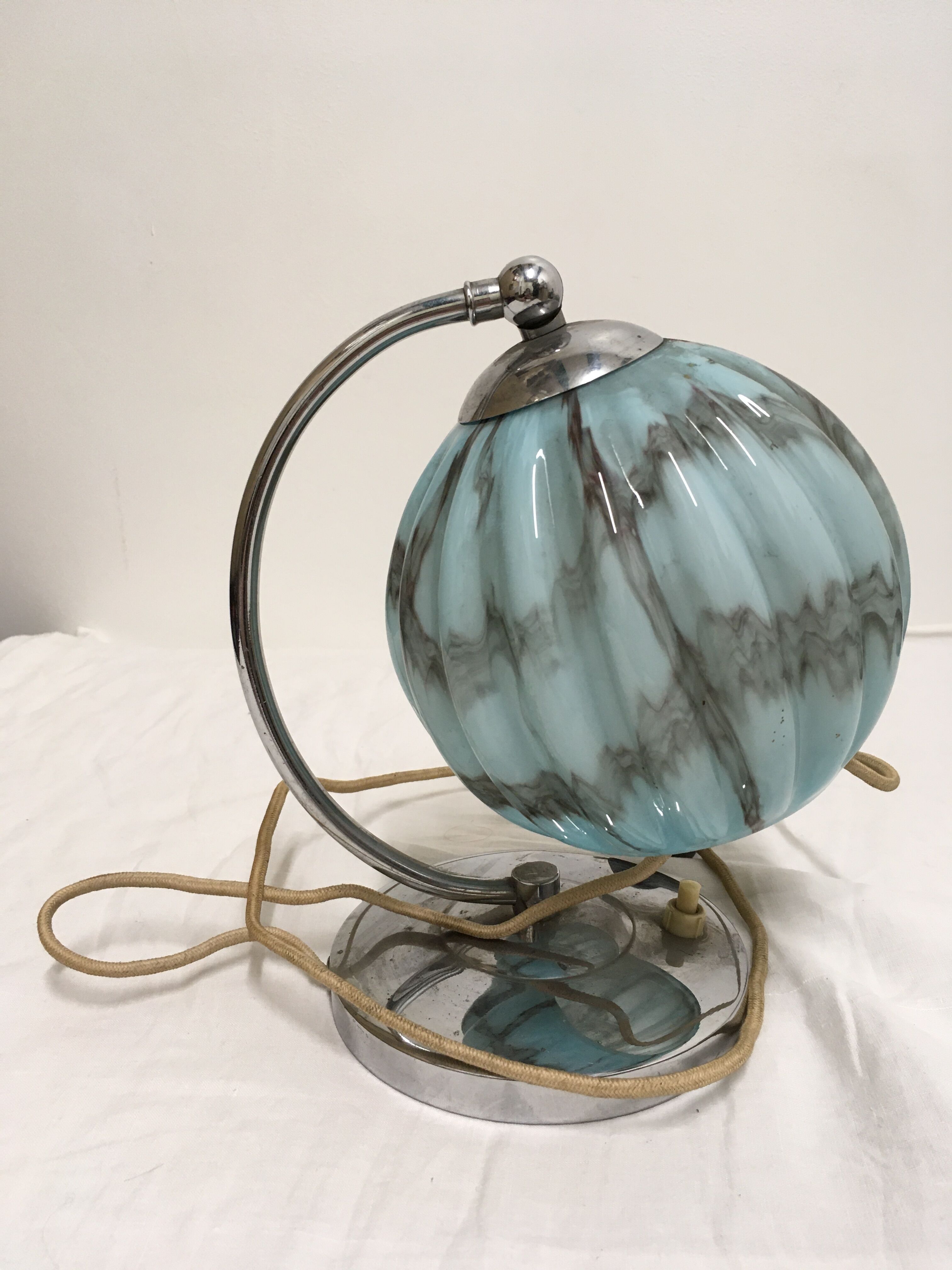 Opaline lamp blue marble art deco