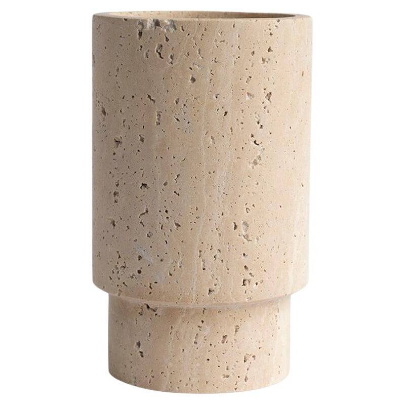 Travertine vase and wine cooler