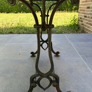 Art Nouveau cast iron and marble bistro table.