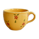 Large vintage ceramic mug in yellow with hand-painted flowers.