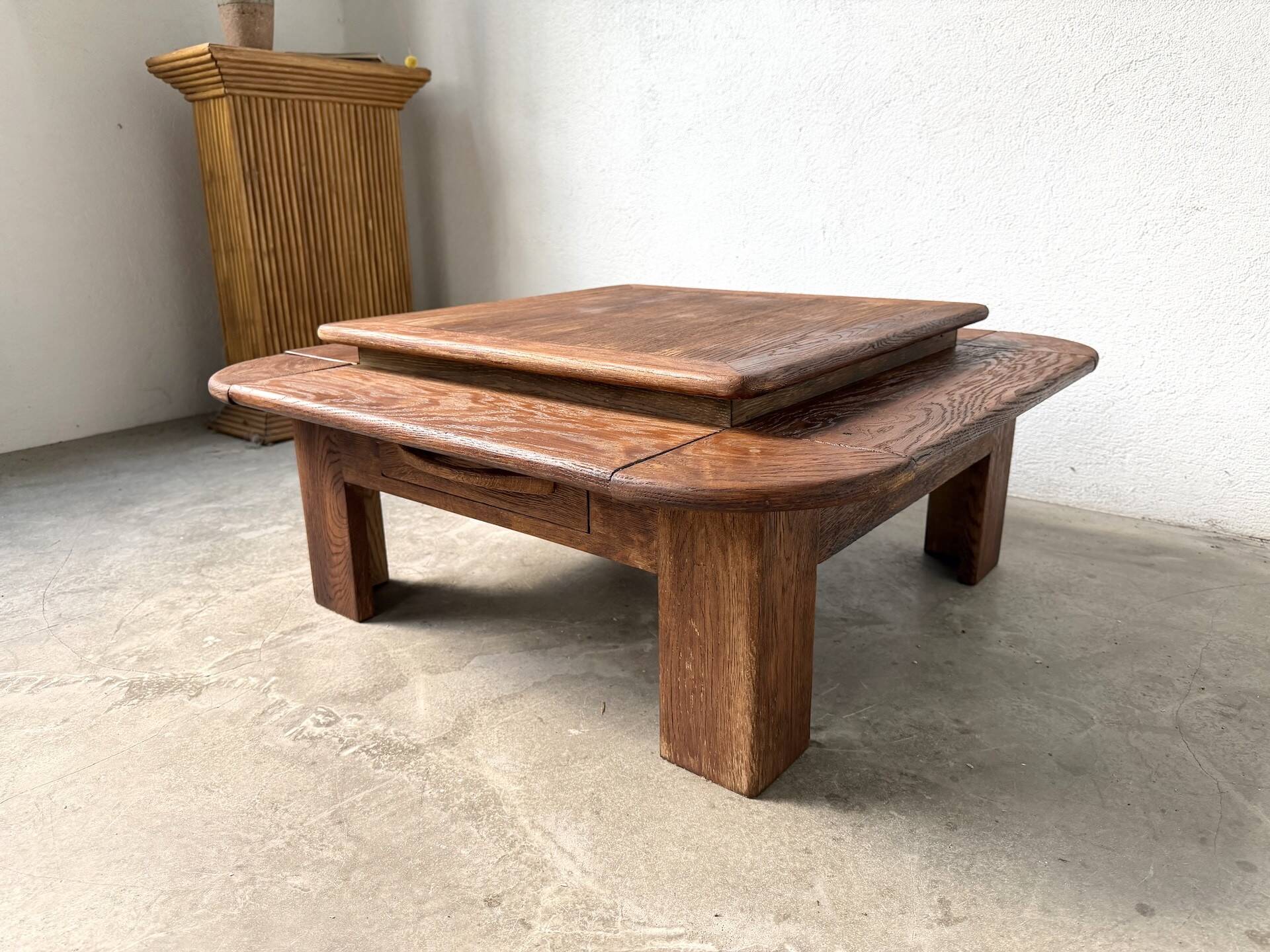 Oak coffee table with a double top