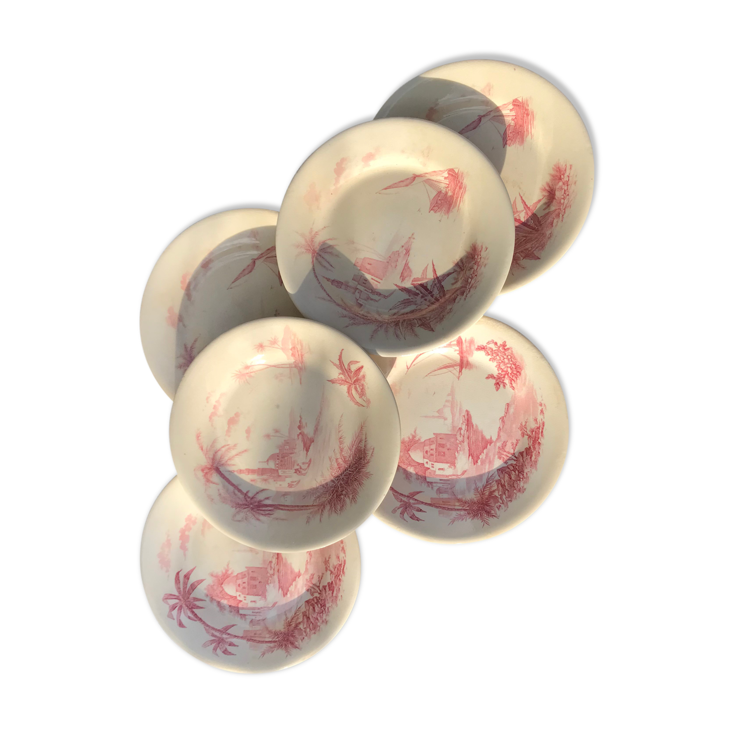 6 assiettes vues d’orient Roses Shabby