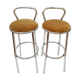Paire de tabourets de bar en métal chromé velours Rodet