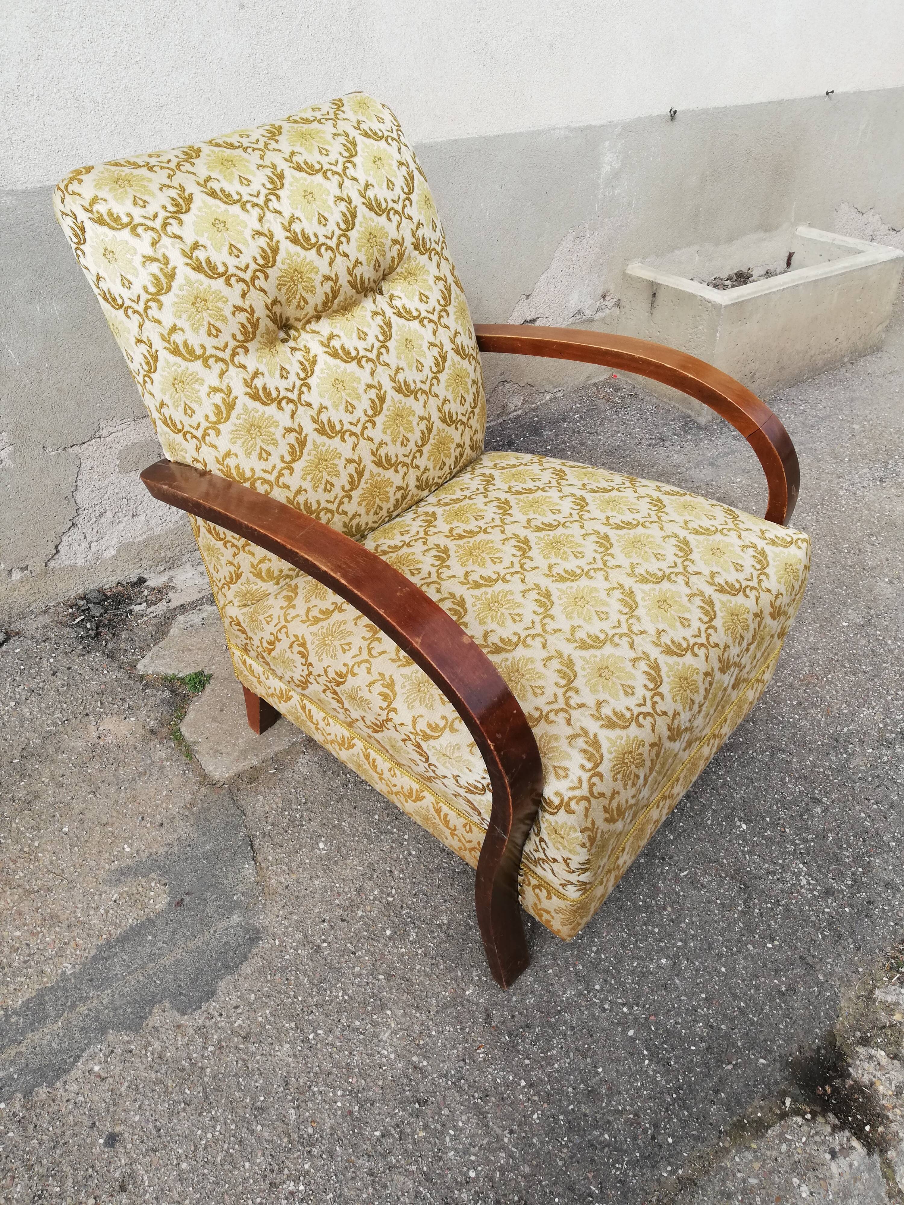 Chair 50s green floral fabric