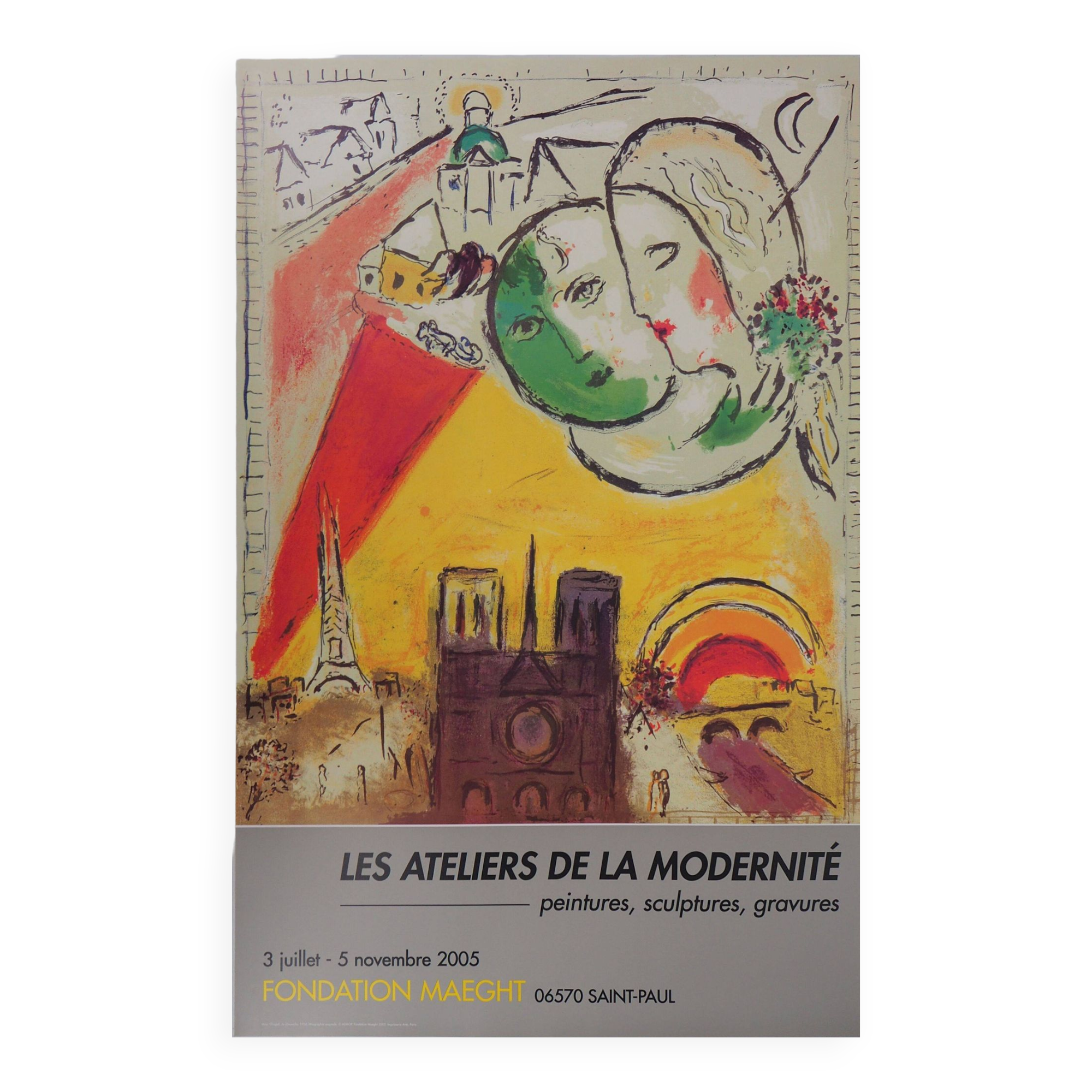Marc CHAGALL: The Lovers of Notre Dame de Paris - Original vintage poster