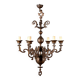Antique bronze metal chandelier with 6 lights, Netherlands, 20th century.