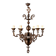 Antique bronze metal chandelier with 6 lights, Netherlands, 20th century.