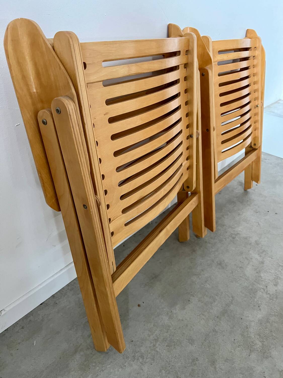 Lot 2 folding armchairs "Rex lounge" design Niko KRALJ bent beech 60s vintage