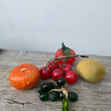 Fruits: grapes, tomatoes, oranges, cherries, kiwis in Murano glass