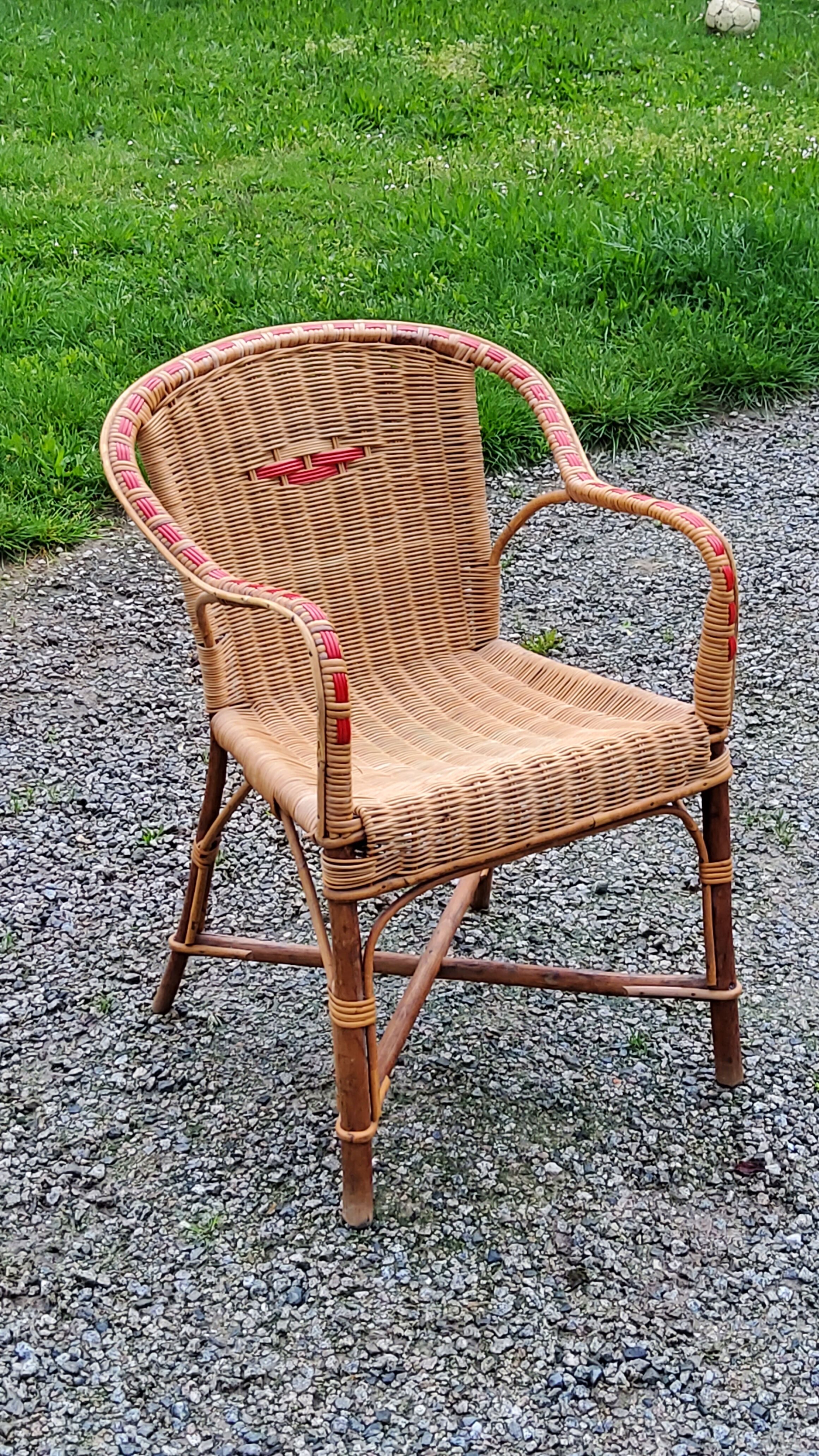 Rattan and wicker armchair from the 50s