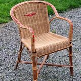 Rattan and wicker armchair from the 50s