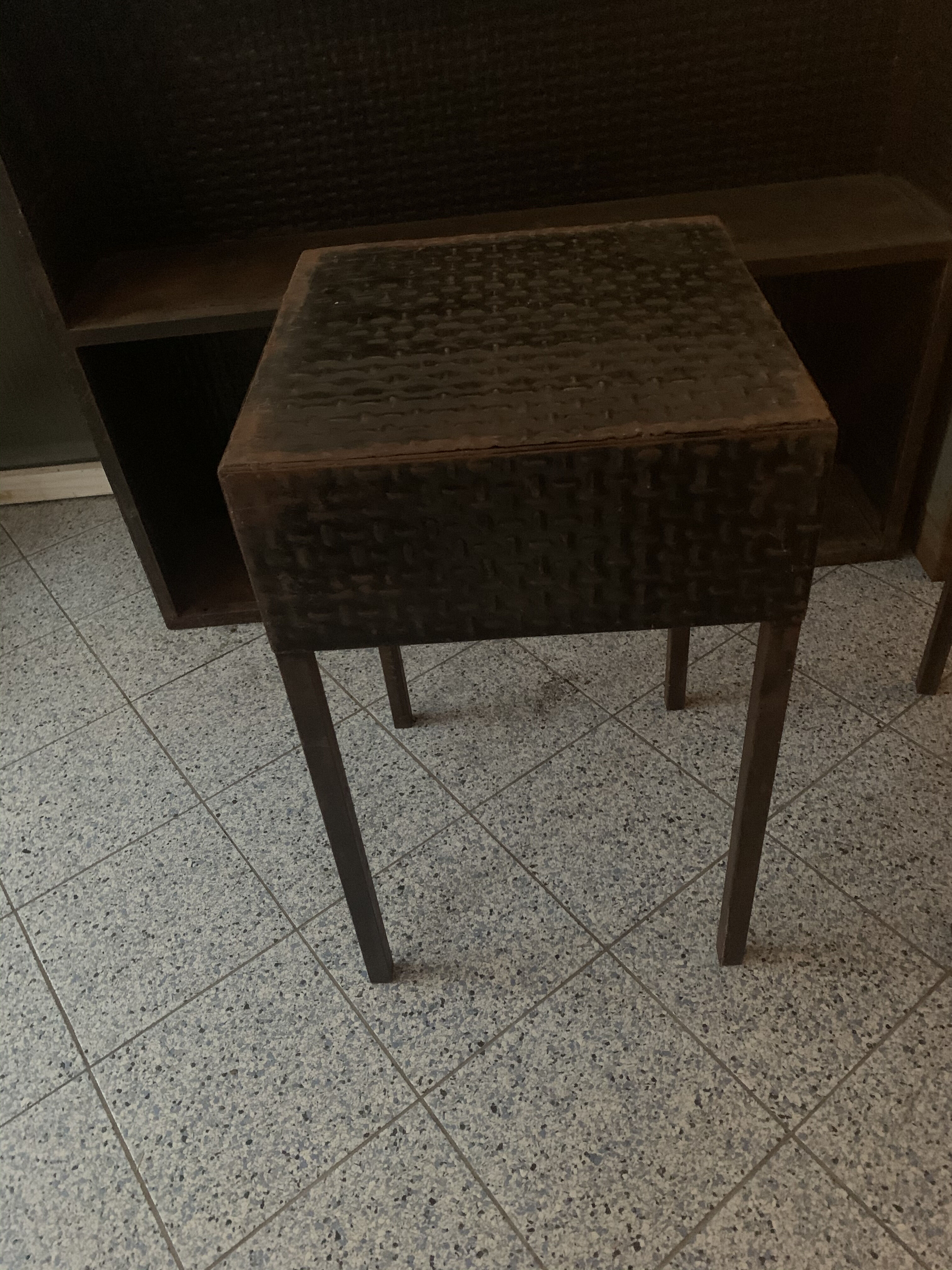Pair of vintage industrial metal side tables
