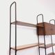 Vintage Italian double modular bookcase in wood and metal