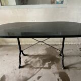Tropical green granite table in wrought iron
