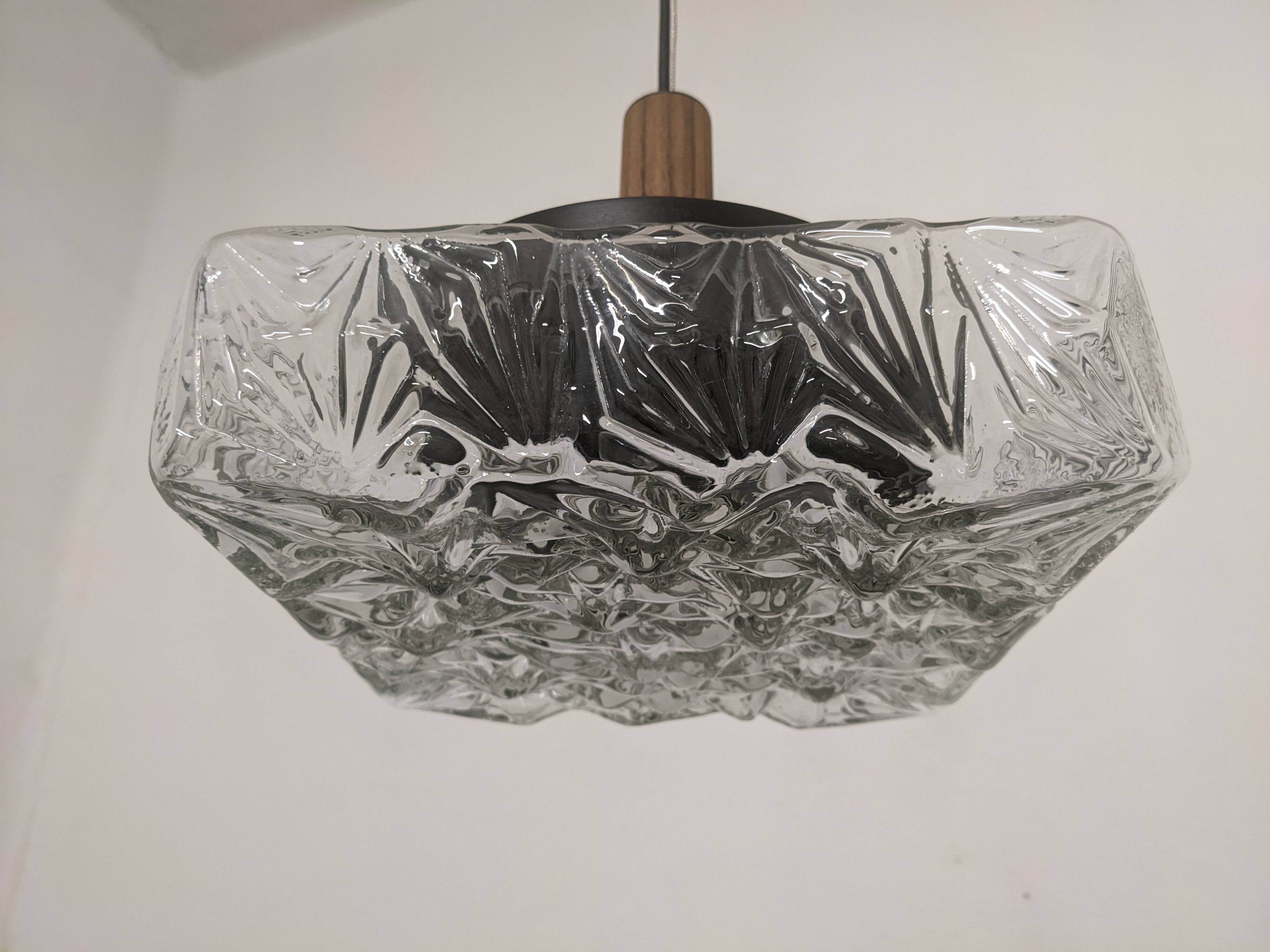 Square glass pendant light by Limburg, Germany circa 1970