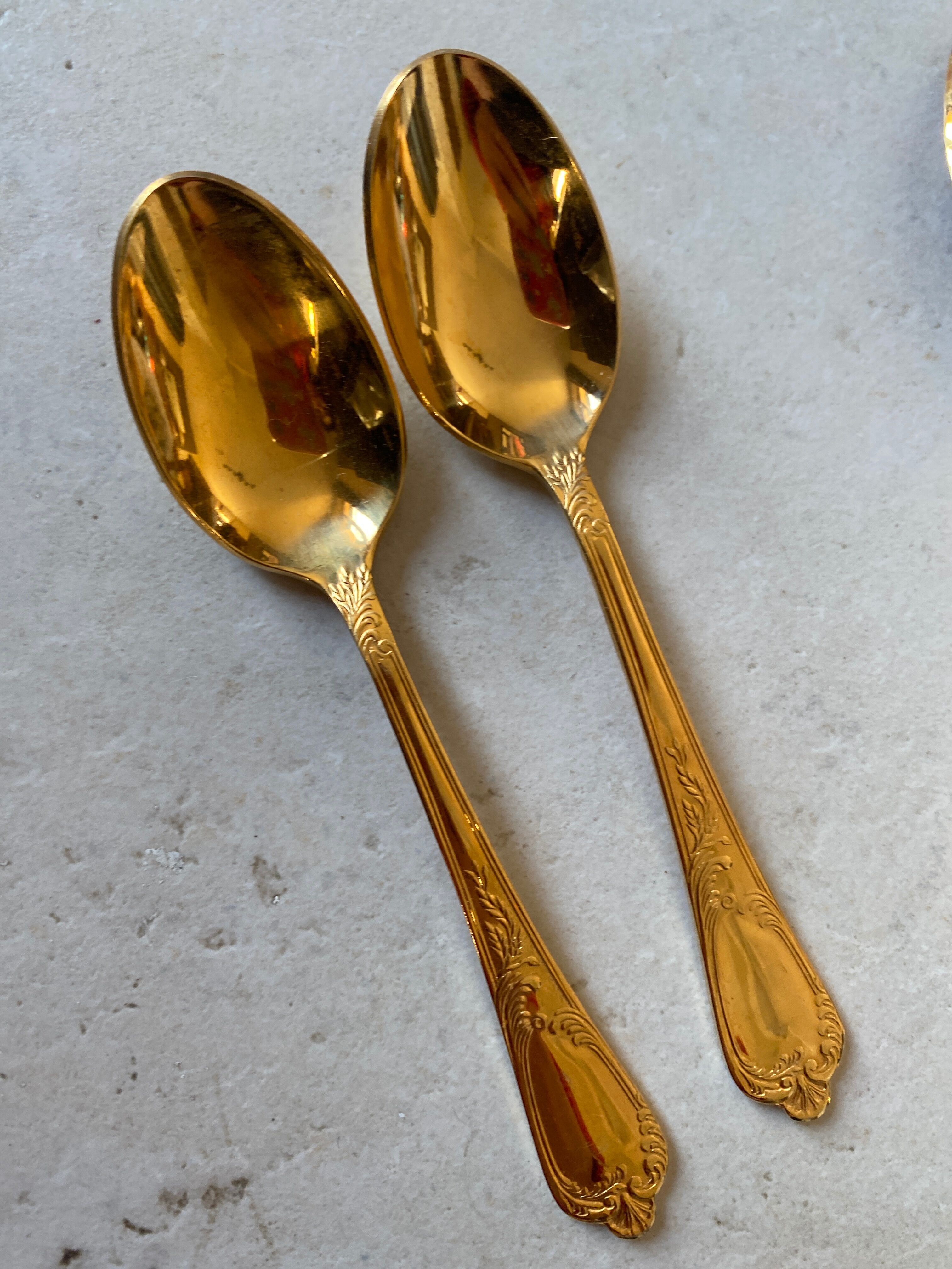 Vintage golden teaspoons